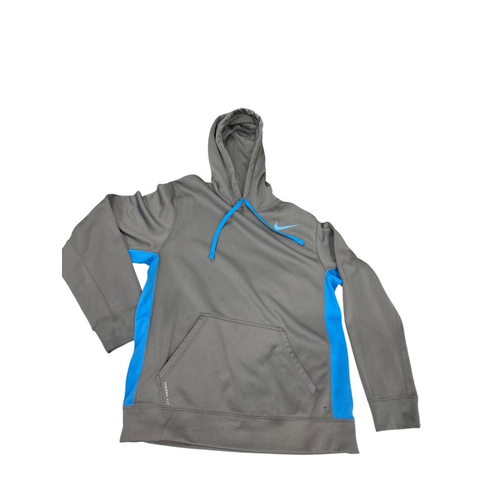 Nike Therma-Fit Mens Gray & Blue Pullover Hoodie Size M SKU 7121